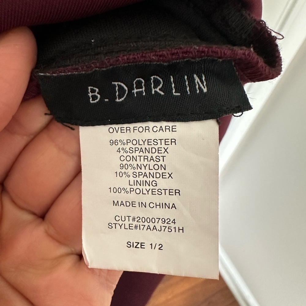 B Darlin Black and Burgundy Long Sleeve Dress - Picture 7 of 7